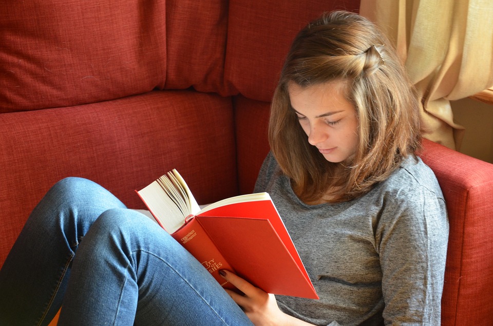 girl reading a book